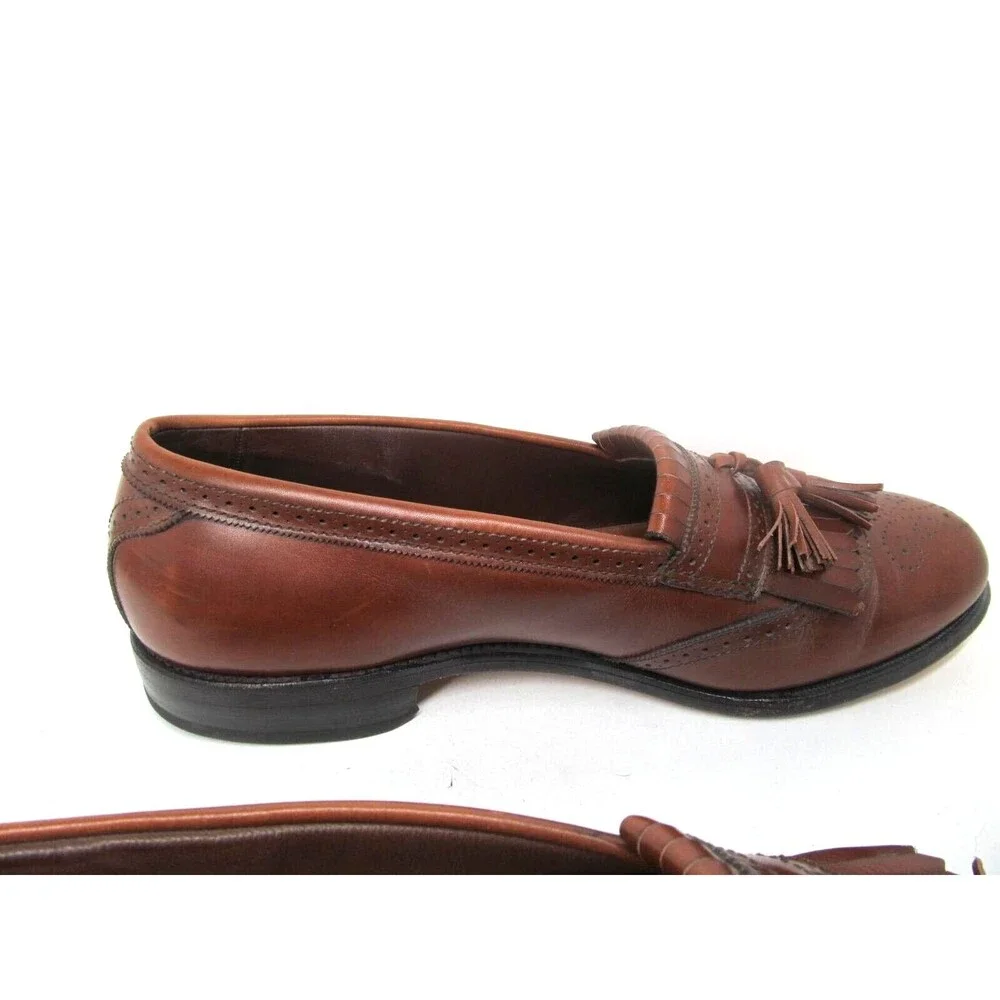 Allen Edmonds Bridgeton Brown Leather Kilted Tassel Loafers Mens US 9.5 D